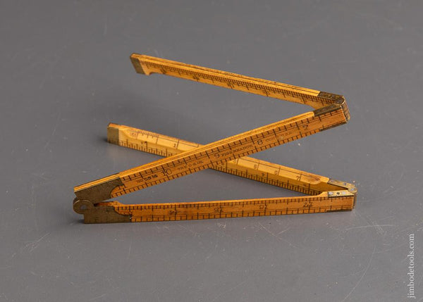STANLEY NO. 53 1/2 Boxwood & Brass Two Foot Four Fold Architect's Rule GOOD+ - 92090