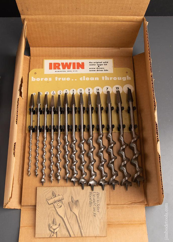 Complete Set of 13 IRWIN Auger Bits MINT with Display in Box * 92116