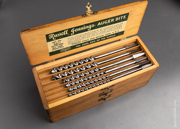Extra Fine! Complete Set of 13 RUSSELL JENNINGS Auger Bits in its Original 3 Tiered Box - 92181