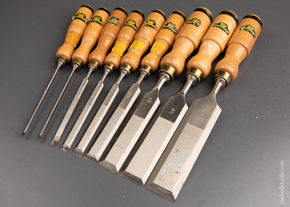 MINTY Set of Nine NOOITGEDAGT Swedish Steel Bench Chisels 92195