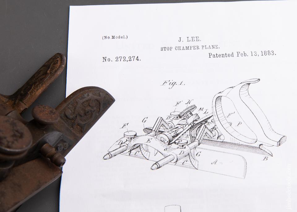 Very Rare! LEE's Patent February 13, 1883 Stop Chamfer Plane FINE & FLAWLESS - 92204U