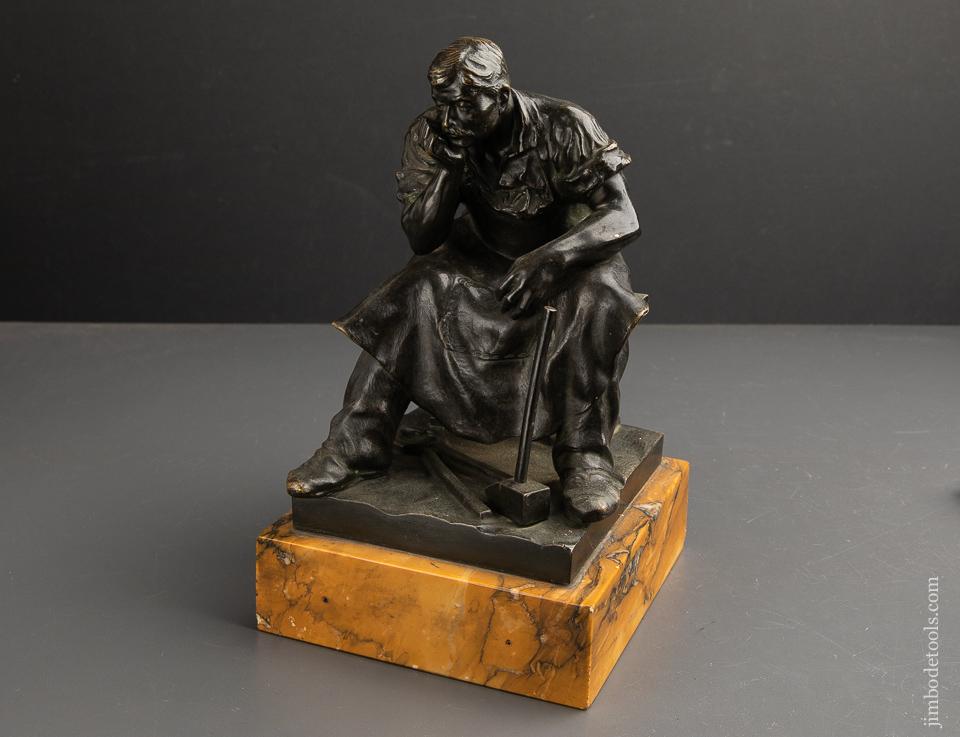 Spectacular! Signed Bronze of a Blacksmith Sitting Atop His Anvil by GOLDSCHEIDER Austria 1845-97 - 92209U