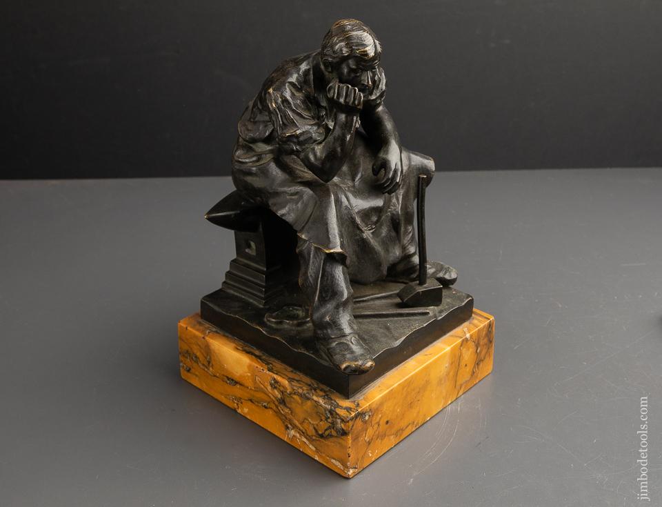 Spectacular! Signed Bronze of a Blacksmith Sitting Atop His Anvil by GOLDSCHEIDER Austria 1845-97 - 92209U