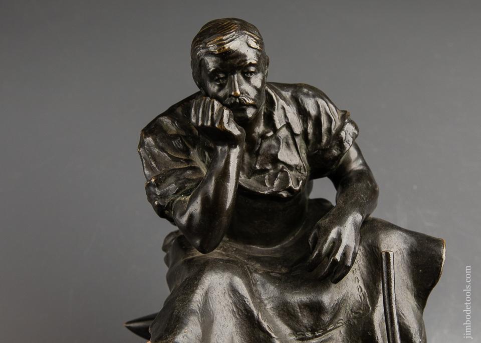 Spectacular! Signed Bronze of a Blacksmith Sitting Atop His Anvil by GOLDSCHEIDER Austria 1845-97 - 92209U