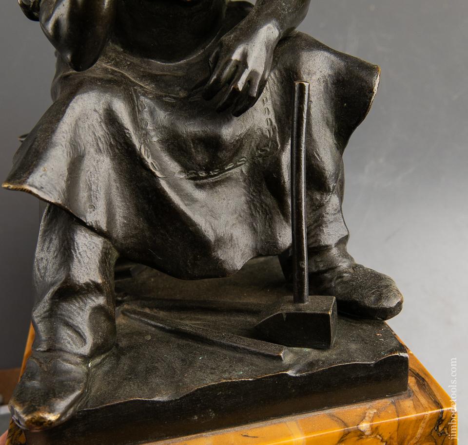 Spectacular! Signed Bronze of a Blacksmith Sitting Atop His Anvil by GOLDSCHEIDER Austria 1845-97 - 92209U