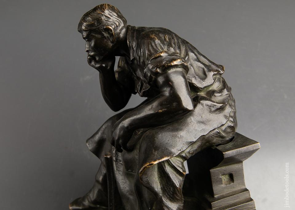 Spectacular! Signed Bronze of a Blacksmith Sitting Atop His Anvil by GOLDSCHEIDER Austria 1845-97 - 92209U