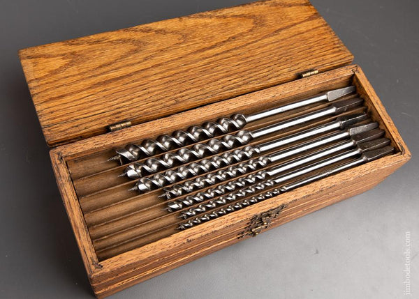 Extra Fine! Complete Set of 14 RUSSELL JENNINGS Auger Bits in its Original 3 Tiered Box - 92221