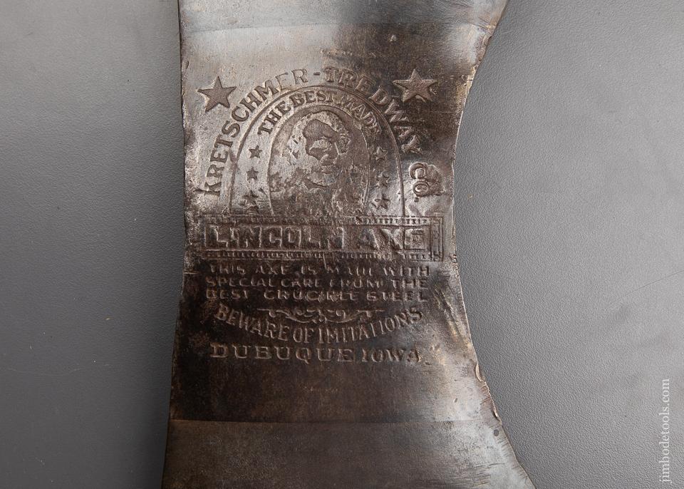 Very Good KRETSCHMER-TREDWAY CO Embossed Double Bit Lincoln Axe = 92270