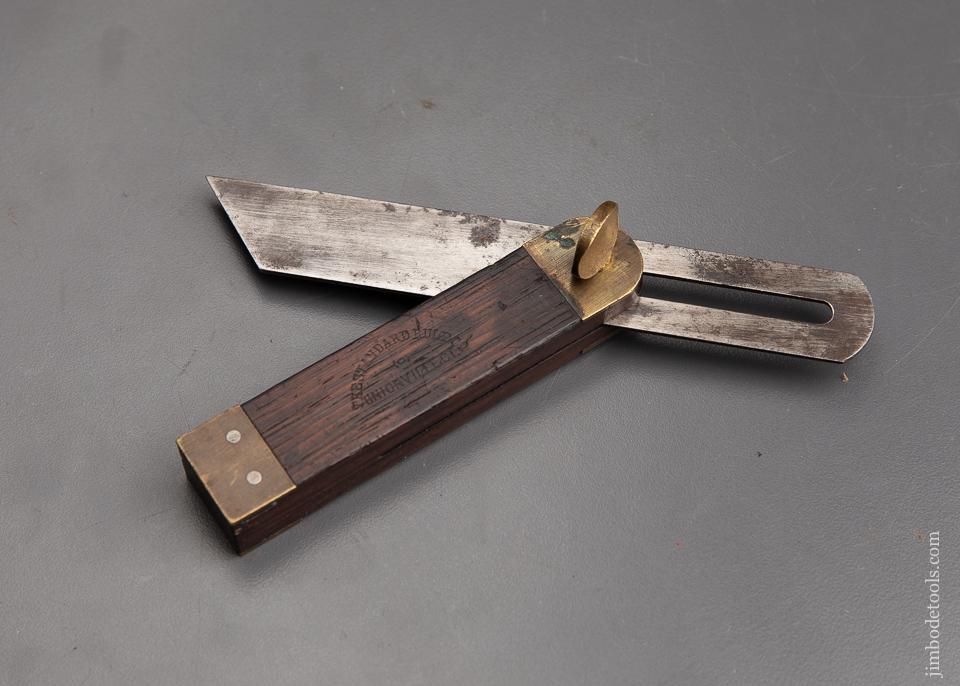 Six inch STANDARD RULE CO Rosewood & Brass Bevel Dual Mark - 92403