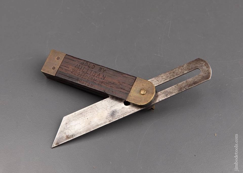 Six inch STANDARD RULE CO Rosewood & Brass Bevel Dual Mark - 92403