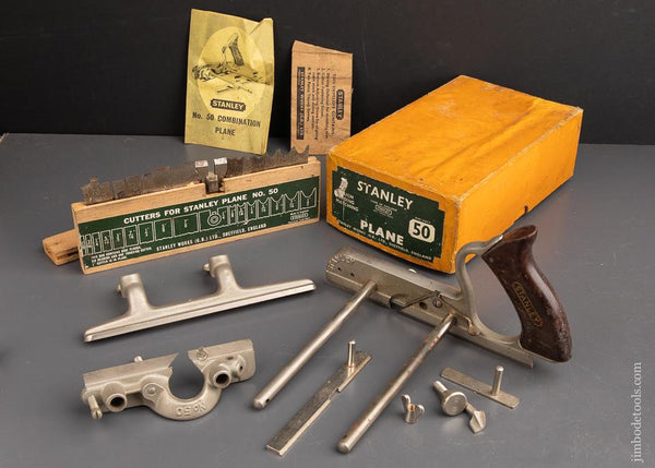 Mint STANLEY No. 50 Light Combination Plane 100% COMPLETE in Original Box  - 92669