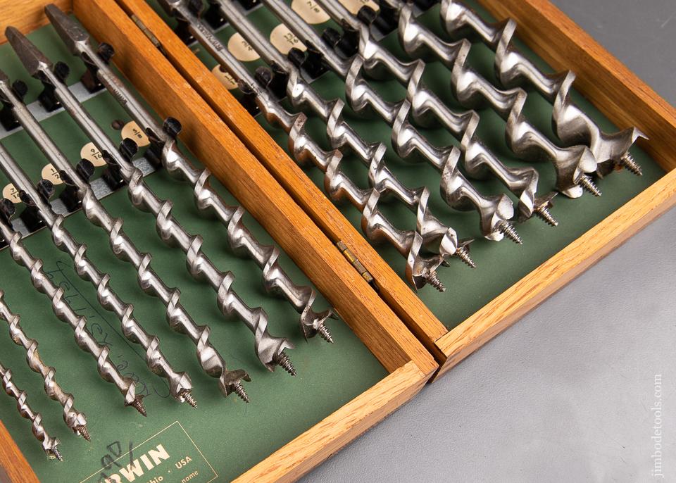 Complete Set of 13 IRWIN Style Auger Bits by MIDWAY TOOL CO in IRWIN Box - 92675