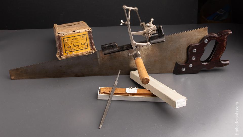 NEW OLD STOCK E.C. STEARNS & CO. NO. 400 Saw Filing Guide with full box of new saw files ( SIMONDS)  - 92845