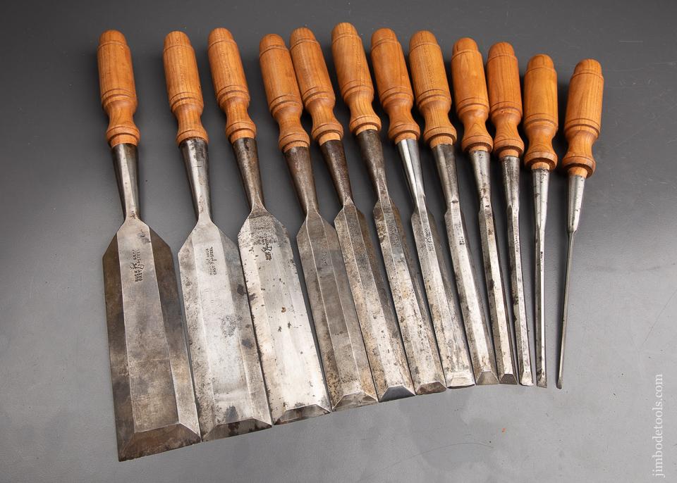 Early & Fine Set of 12 BUCK BROS. Long Bevel Edge Chisels - 92862