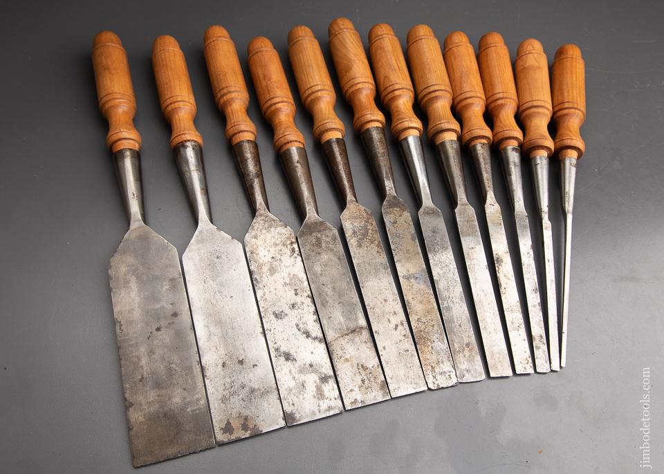 Early & Fine Set of 12 BUCK BROS. Long Bevel Edge Chisels - 92862