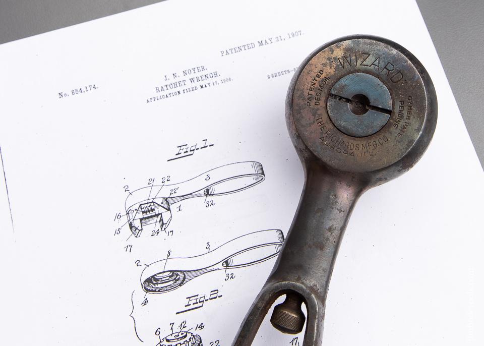 NOYER'S PATENT Ratchet Nut Wrench PAT. MAY 21, 1907 - 92886