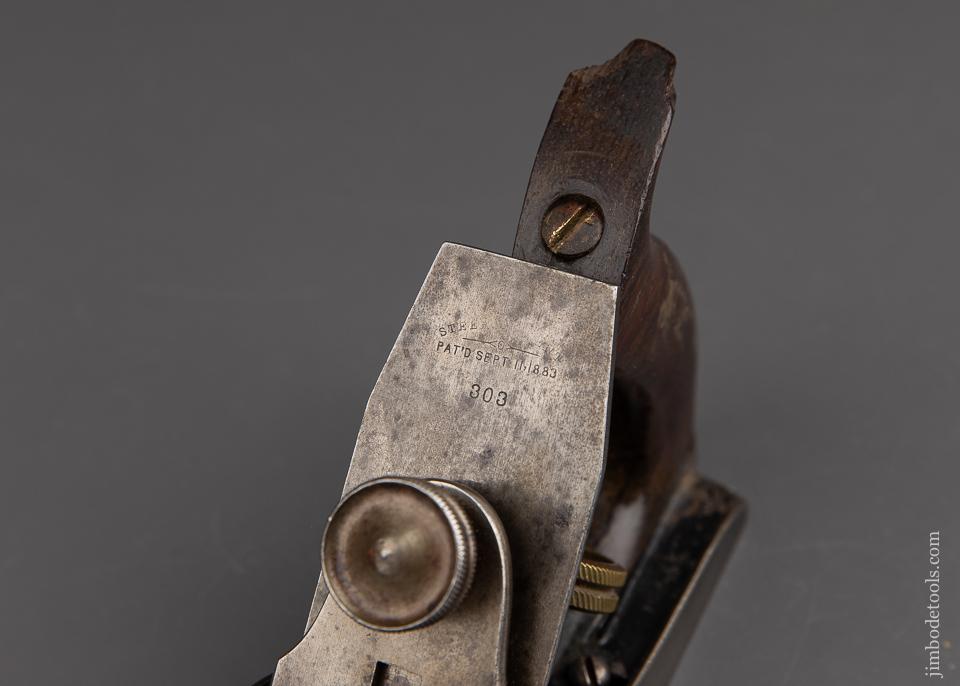 STEERS Patent No. 303 Smooth Plane with Rosewood Strips in Sole ca. 1883 - 92900