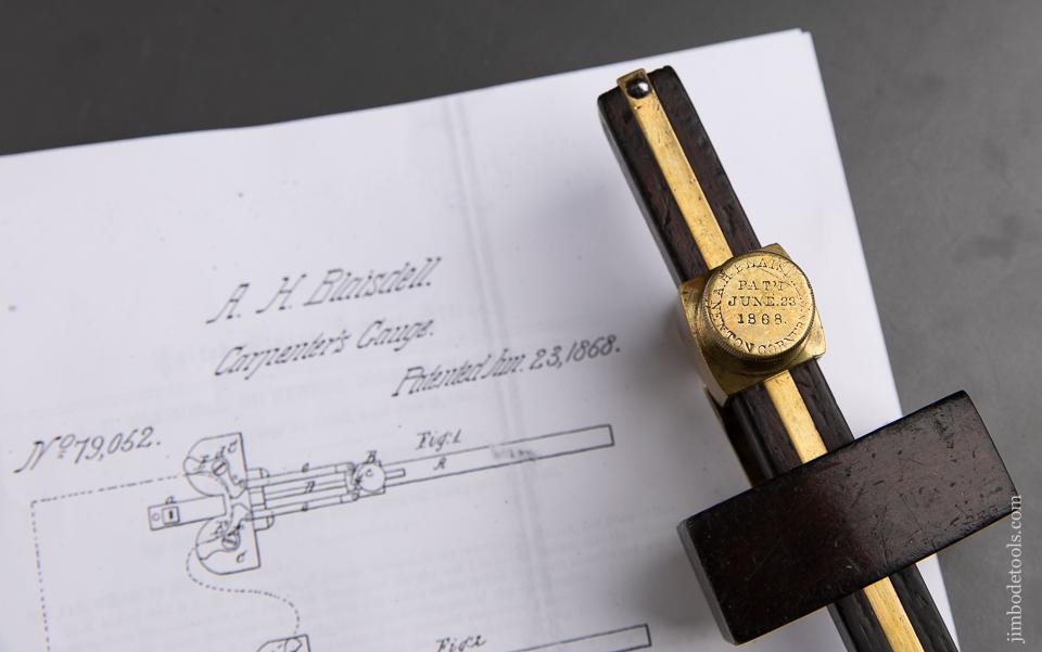 BLAISDELL PATENT Marking Gauge Pat. June 23, 1868 - 92920