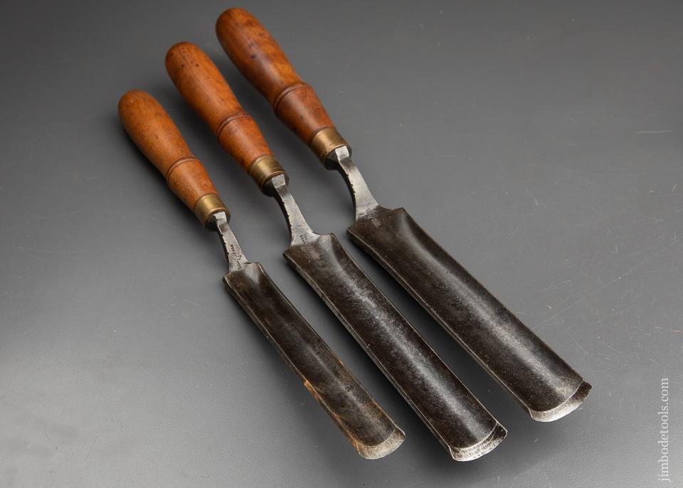 Extra Fine Set of 3 BUCK BROS Crank Neck Patternmaker's Gouges - 92982
