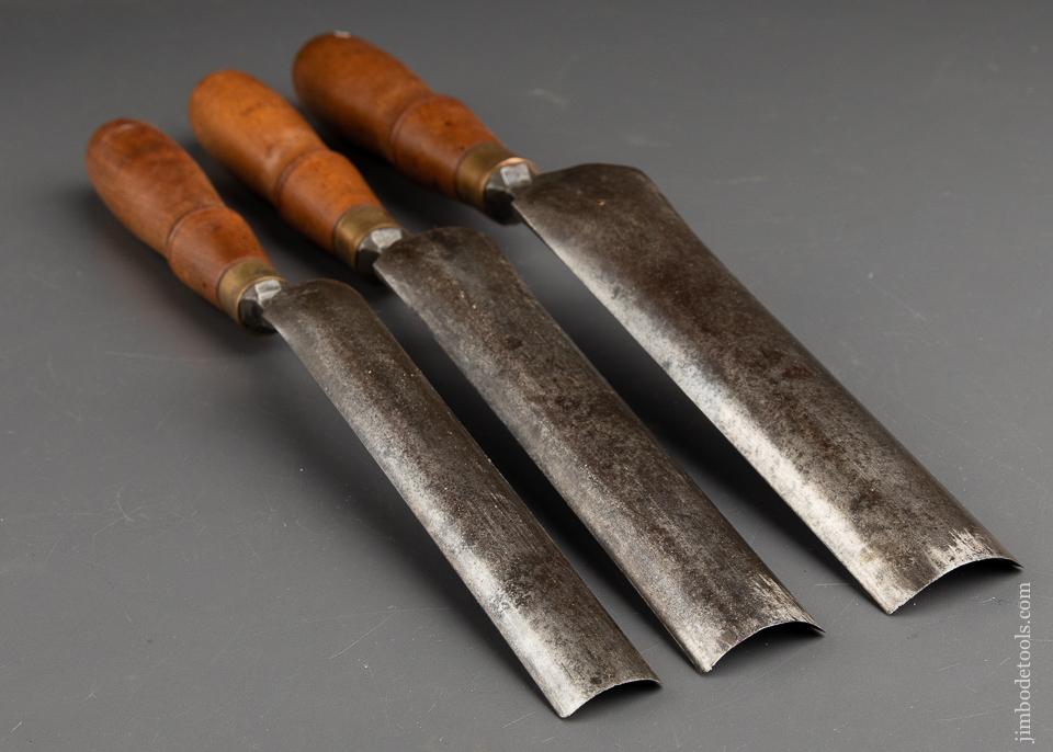 Extra Fine Set of 3 BUCK BROS Crank Neck Patternmaker's Gouges - 92982