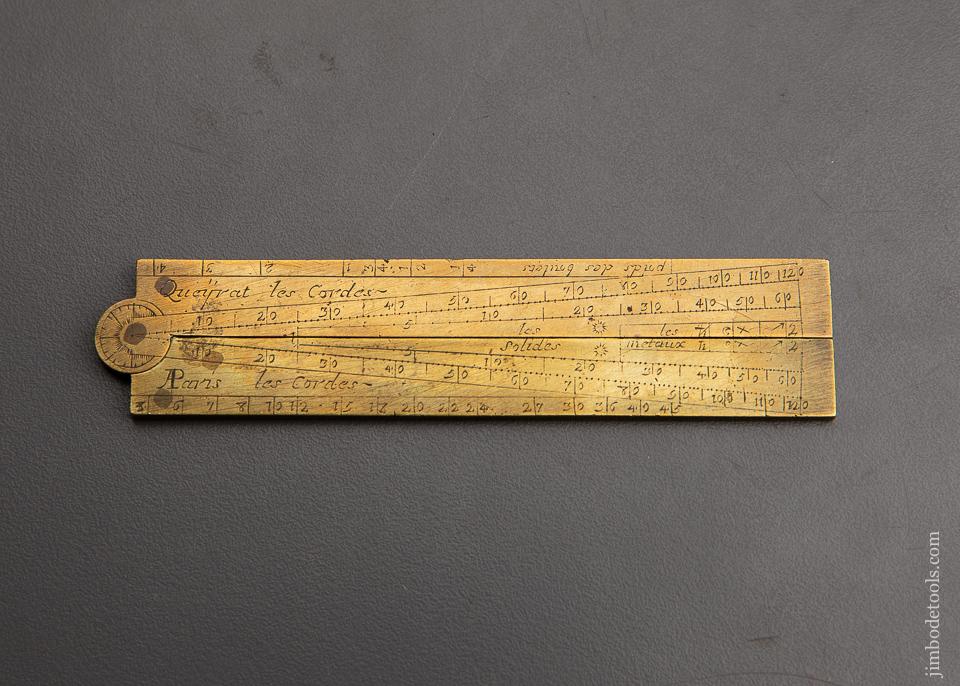 Rare Mini 4 3/8 inch 17th Century Brass French Sector Rule By QUEYRAT ca. 1720 - 93008R