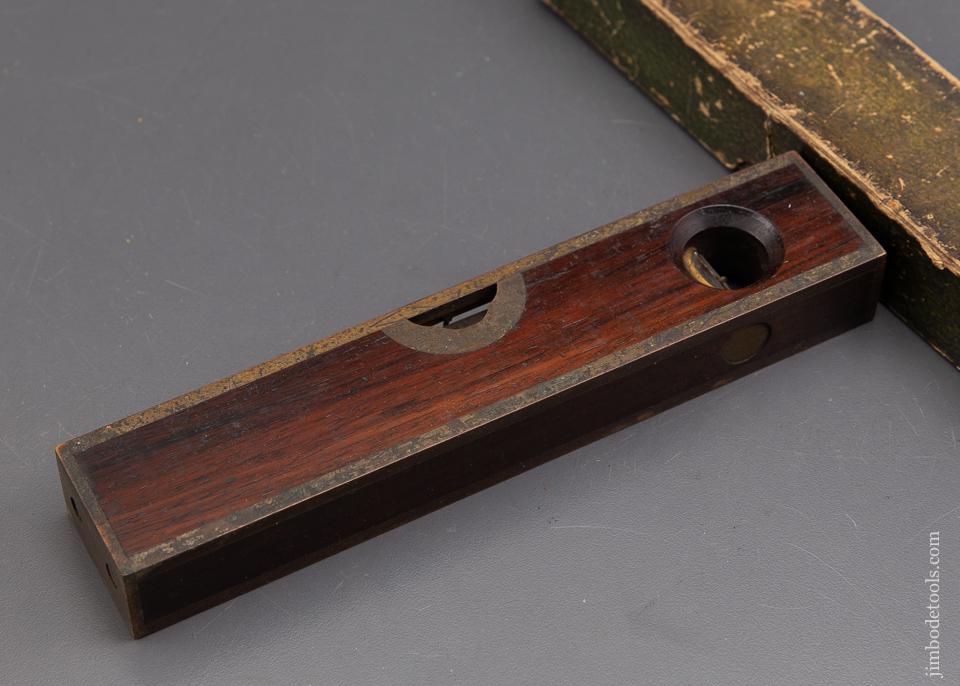 Stunning! Eight inch STRATTON October 4, 1887 Patent Full Bound Rosewood and Brass Level NEAR MINT in Original Box - EXCELSIOR 93013