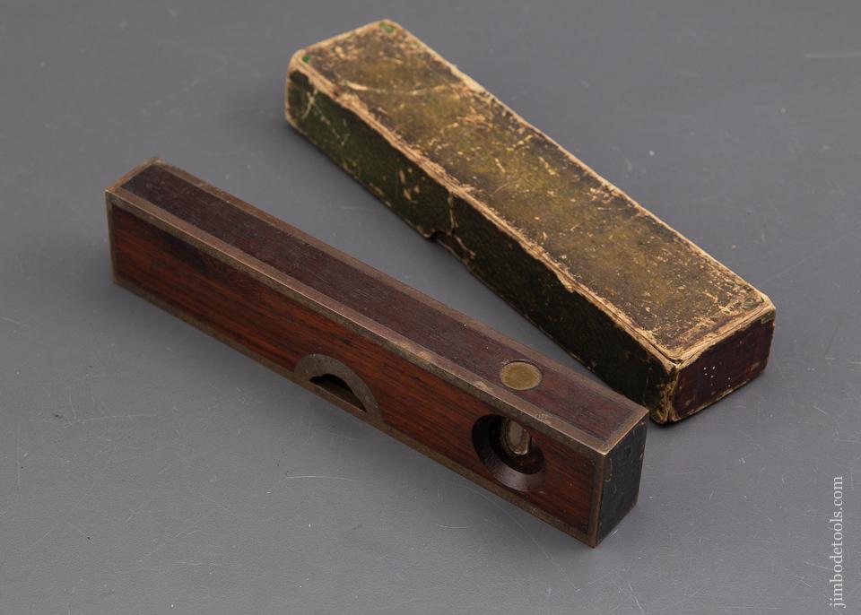 Stunning! Eight inch STRATTON October 4, 1887 Patent Full Bound Rosewood and Brass Level NEAR MINT in Original Box - EXCELSIOR 93013