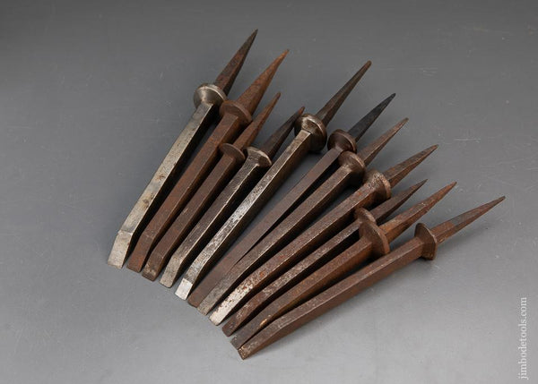 Eleven Pig Sticker Mortise Chisels - 