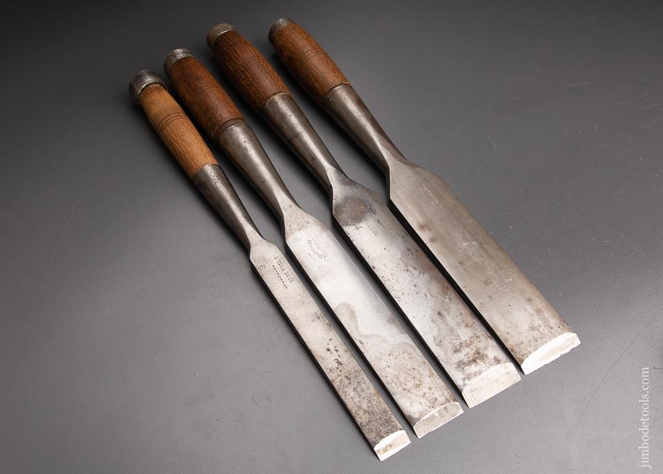 Great Set of Four Timber Framing Mortise Chisels by UNDERHILL - 93070