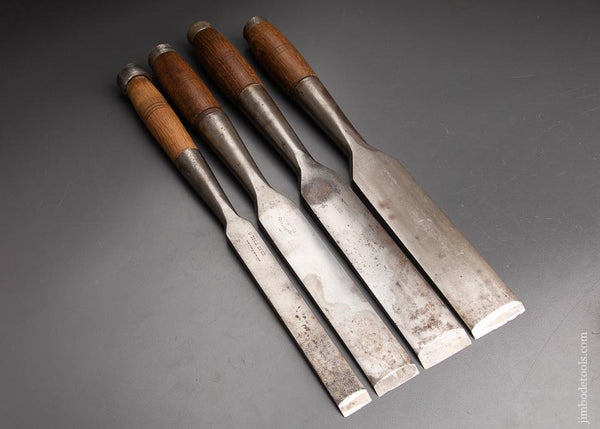 Great Set of Four Timber Framing Mortise Chisels by UNDERHILL - 93070