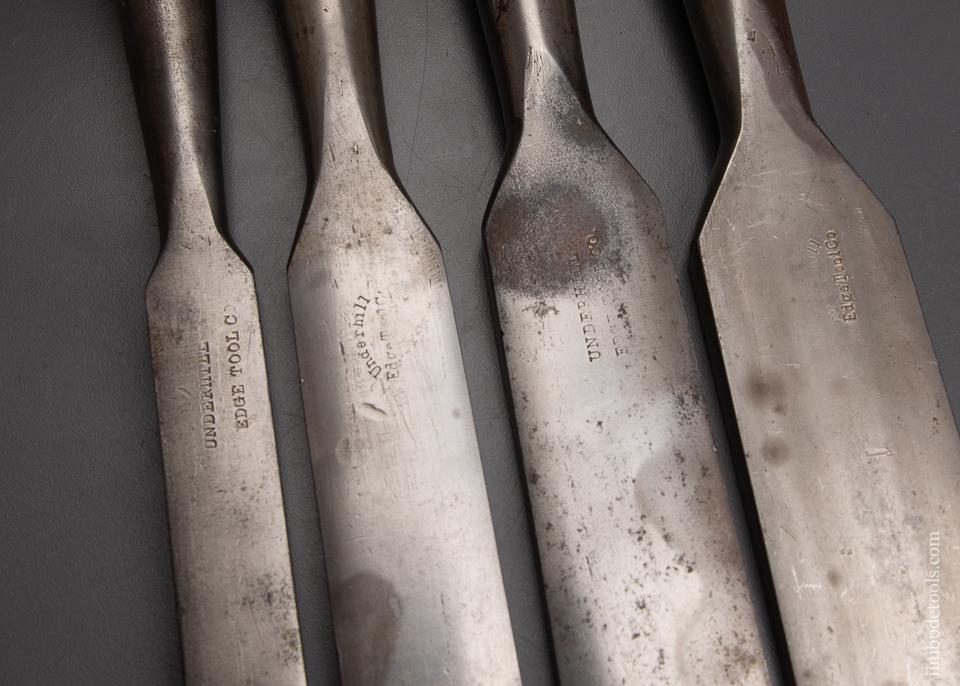 Great Set of Four Timber Framing Mortise Chisels by UNDERHILL - 93070