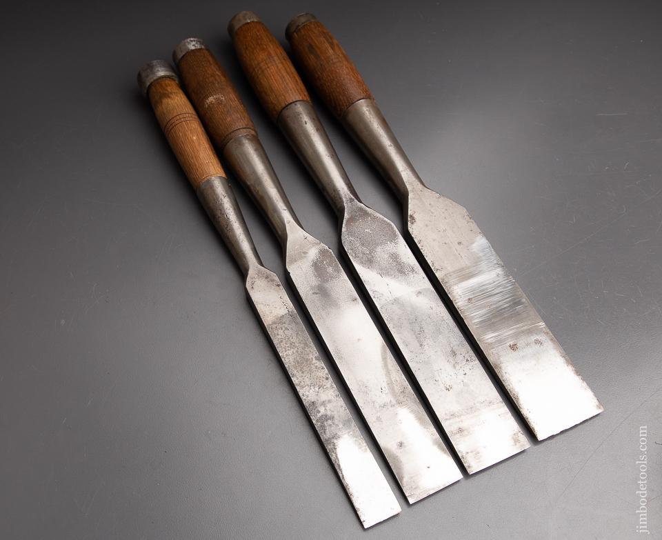 Great Set of Four Timber Framing Mortise Chisels by UNDERHILL - 93070