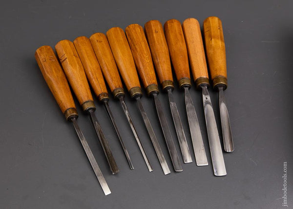 FINE Set of Ten ADDIS Carving Gouges - 93073