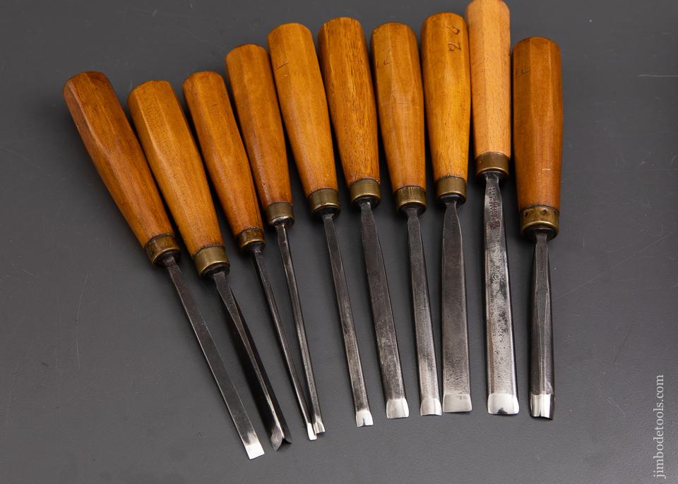 FINE Set of Ten ADDIS Carving Gouges - 93073
