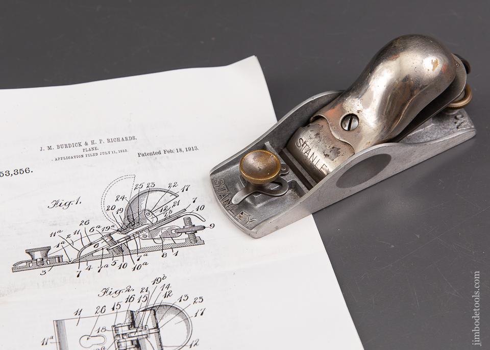 BURDICK & RICHARDS Patent February 18, 1913 STANLEY No. A18 Aluminum Knuckle Joint Block Plane SWEETHEART - 93080