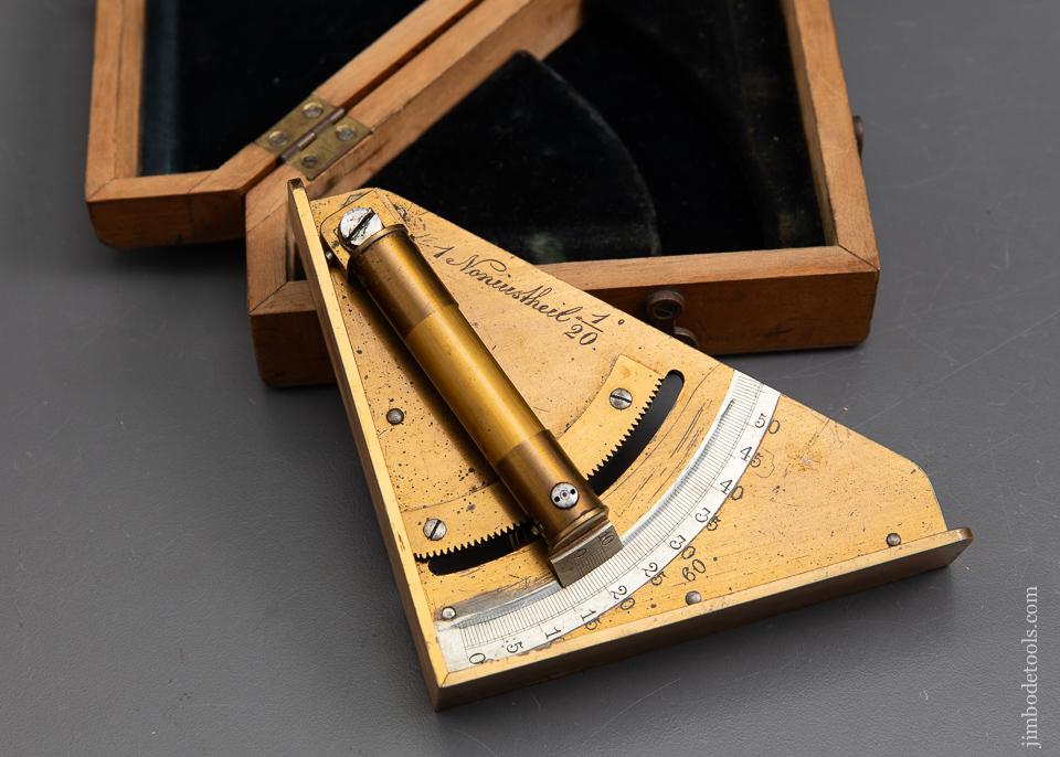 Beautiful Brass Gunner's Inclinometer Level in Original Fitted Wooden Box - 93105