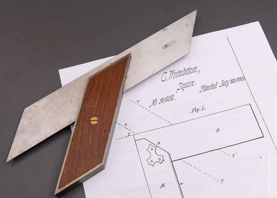 MINT & UNUSED! 9 5/8 inch WINTERBOTTOM Patent July 29, 1869 STANLEY No. 16 Walnut Type One Miter Try Square - 93114U