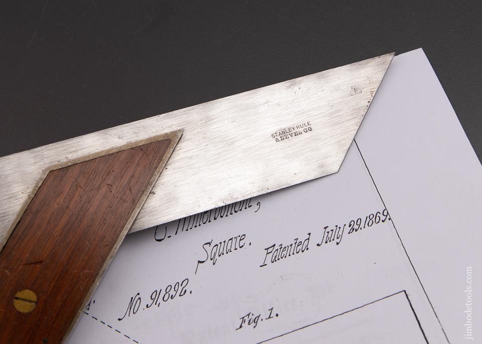 MINT & UNUSED! 9 5/8 inch WINTERBOTTOM Patent July 29, 1869 STANLEY No. 16 Walnut Type One Miter Try Square - 93114U