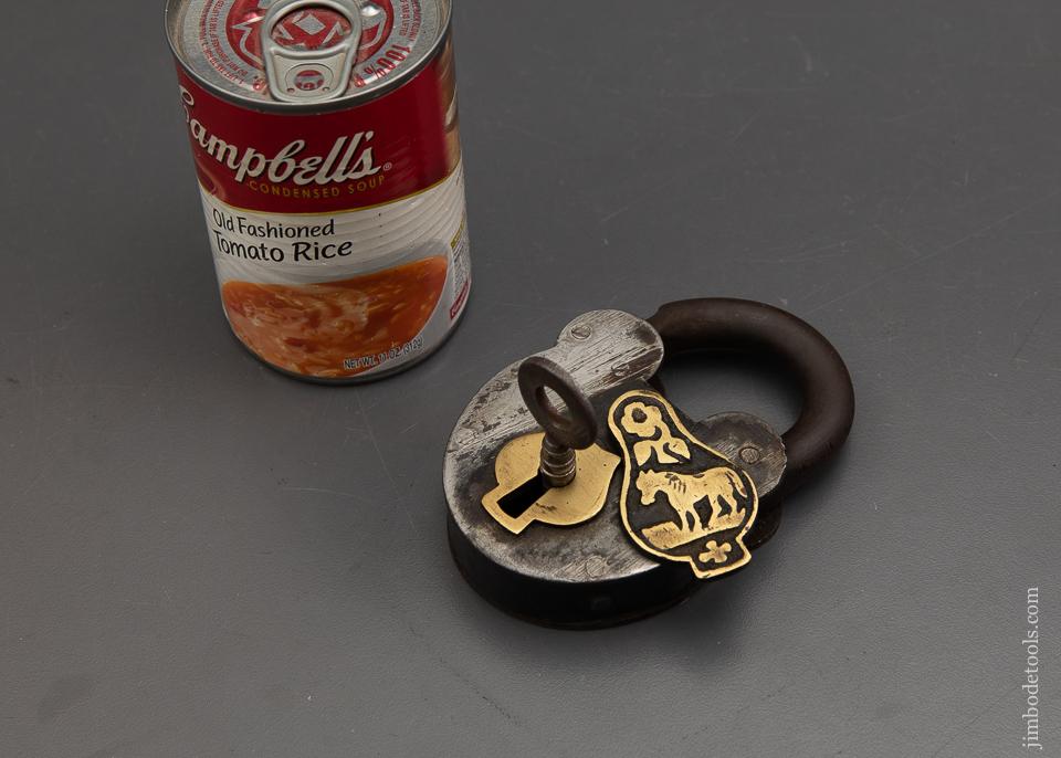Early Decorated Four inch Lock with Key - 93118
