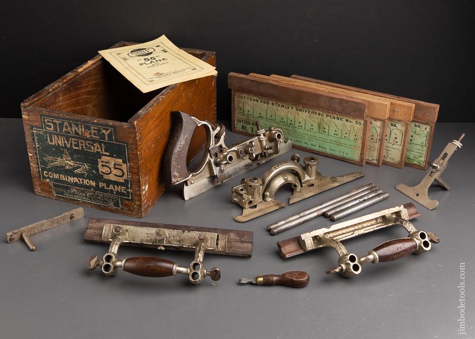 STANLEY No. 55 Combination Plane 100% COMPLETE in Original Box Ca. 1897-1908 -  93145
