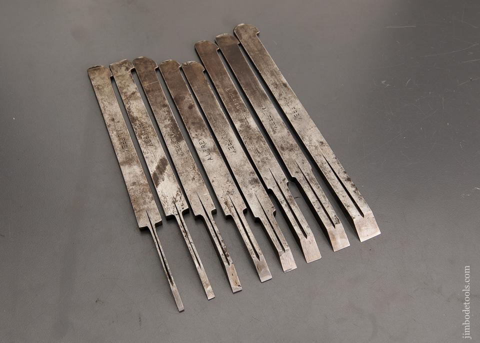 Set of Eight Graduated W. BUTCHER Plow/Plough Plane Irons - 93245