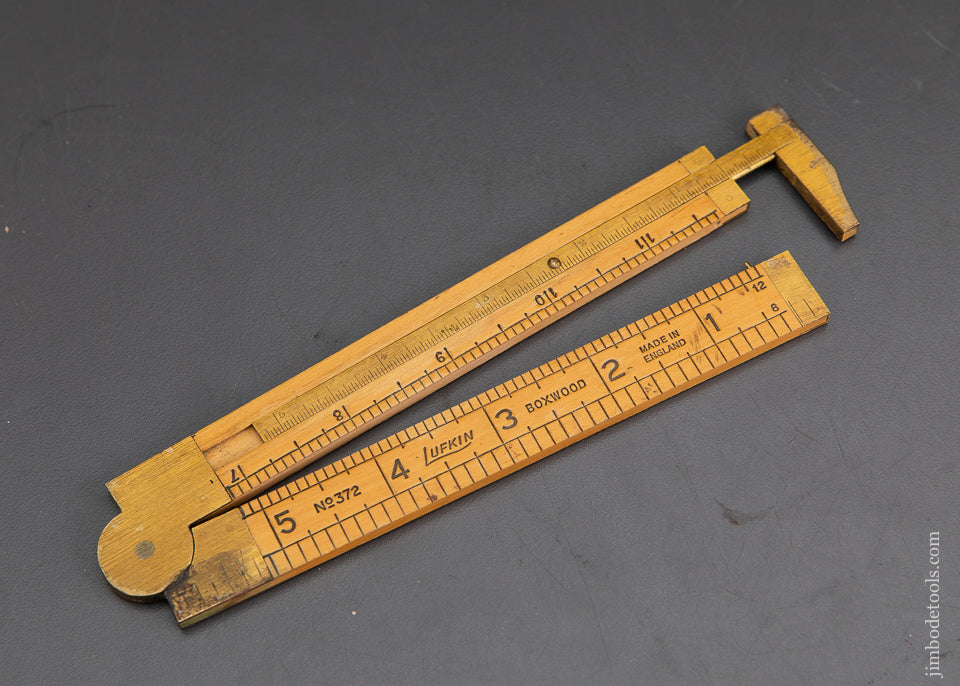 Mint LUFKIN No. 372 Boxwood & Brass Twelve inch Folding Caliper Rule - 93377