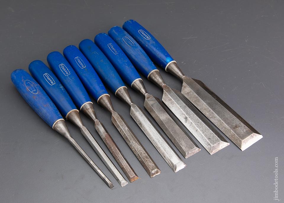 Set of Eight MARPLES Blue Chip Bevel Edge Bench Chisels - 93381