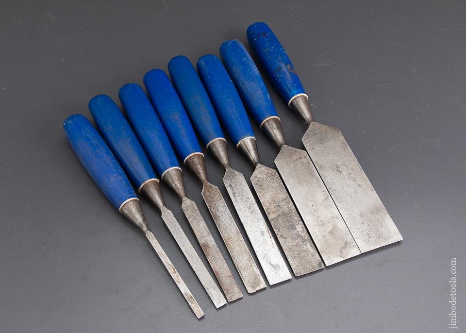 Set of Eight MARPLES Blue Chip Bevel Edge Bench Chisels - 93381