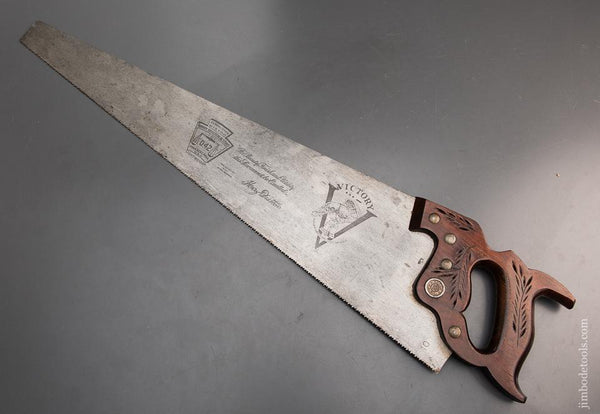 Immaculate! DISSTON No. D42 VICTORY Hand Saw with Mahogany Handle - 93382
