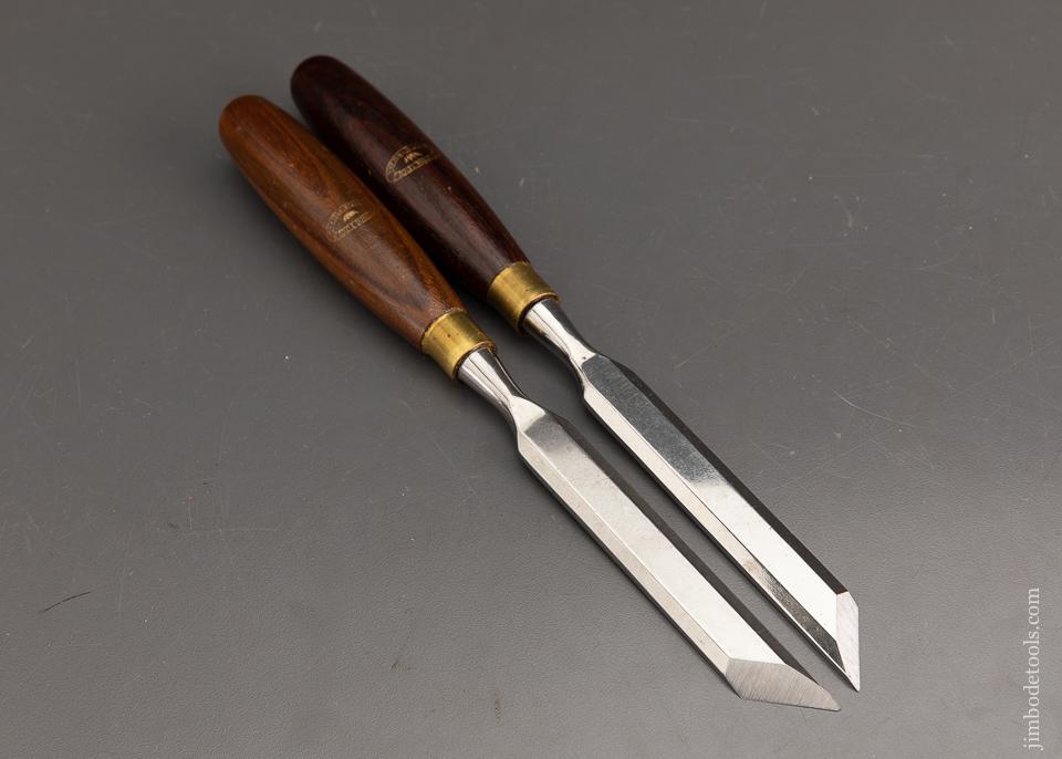 MINT Left & Right CROWN TOOLS Rosewood Handled One inch Skew Chisels - 93417