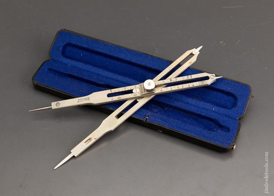 Eight inch C 1953 WEEKS & PLATH INC Proportional Dividers in Original Fitted Case - 93422
