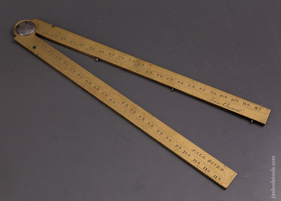 RARE Two Foot Heavy Brass Folding GEAR SECTOR Rule by JOHN ORSWELL Fall River, MA - 93431UR