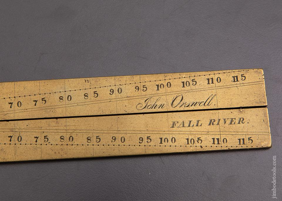 RARE Two Foot Heavy Brass Folding GEAR SECTOR Rule by JOHN ORSWELL Fall River, MA - 93431UR