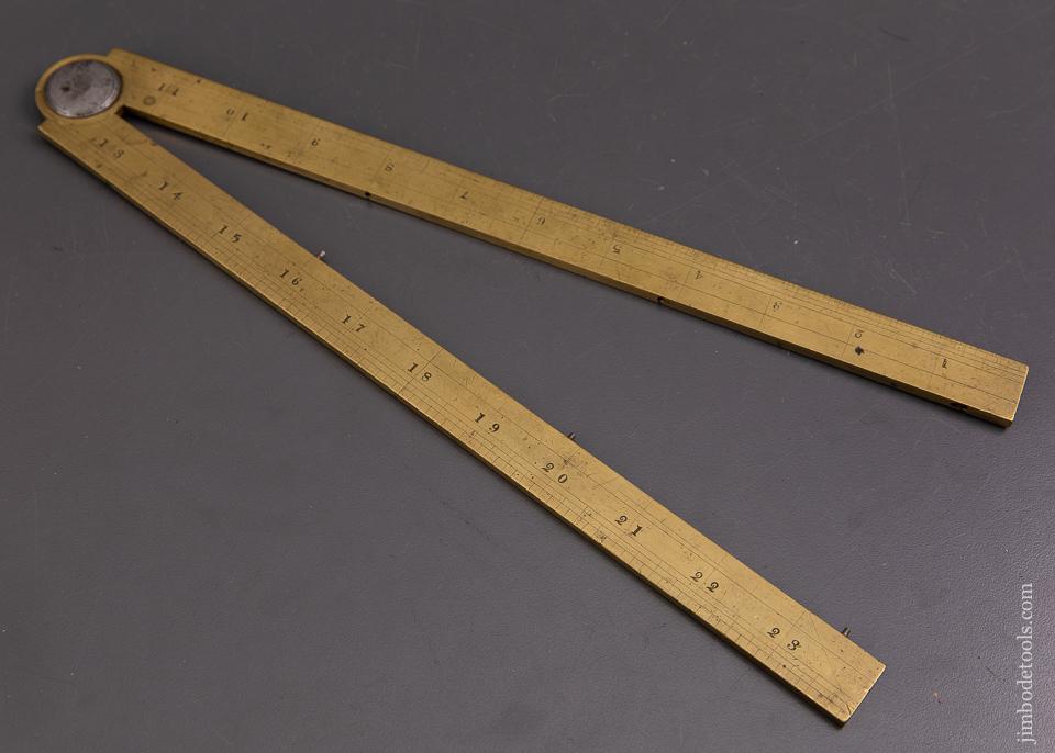 RARE Two Foot Heavy Brass Folding GEAR SECTOR Rule by JOHN ORSWELL Fall River, MA - 93431UR